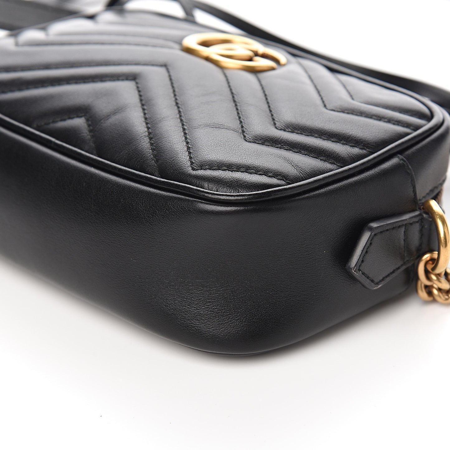 Calfskin Matelasse Mini GG Marmont Chain Shoulder Bag Black