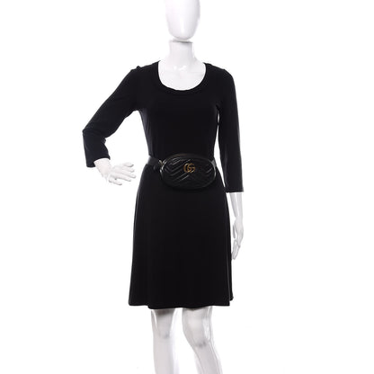 Gucci Calfskin Matelasse GG Marmont Belt Bag 85 34 Black 2 of 12