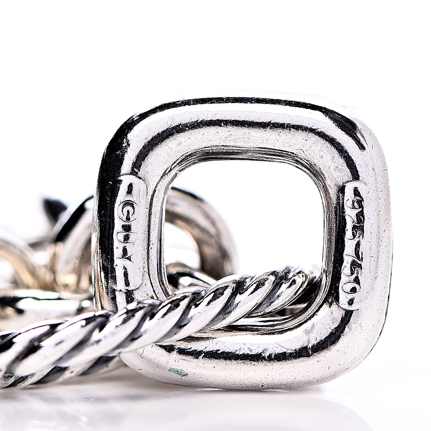 David Yurman Sterling Silver 18K Yellow Gold Cable Heart Charm Bracelet 4 of 4