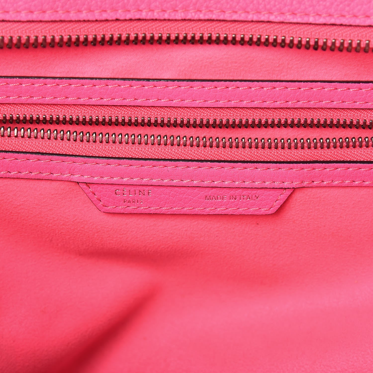 Celine Drummed Calfskin Mini Luggage Fluo Pink 9 of 20