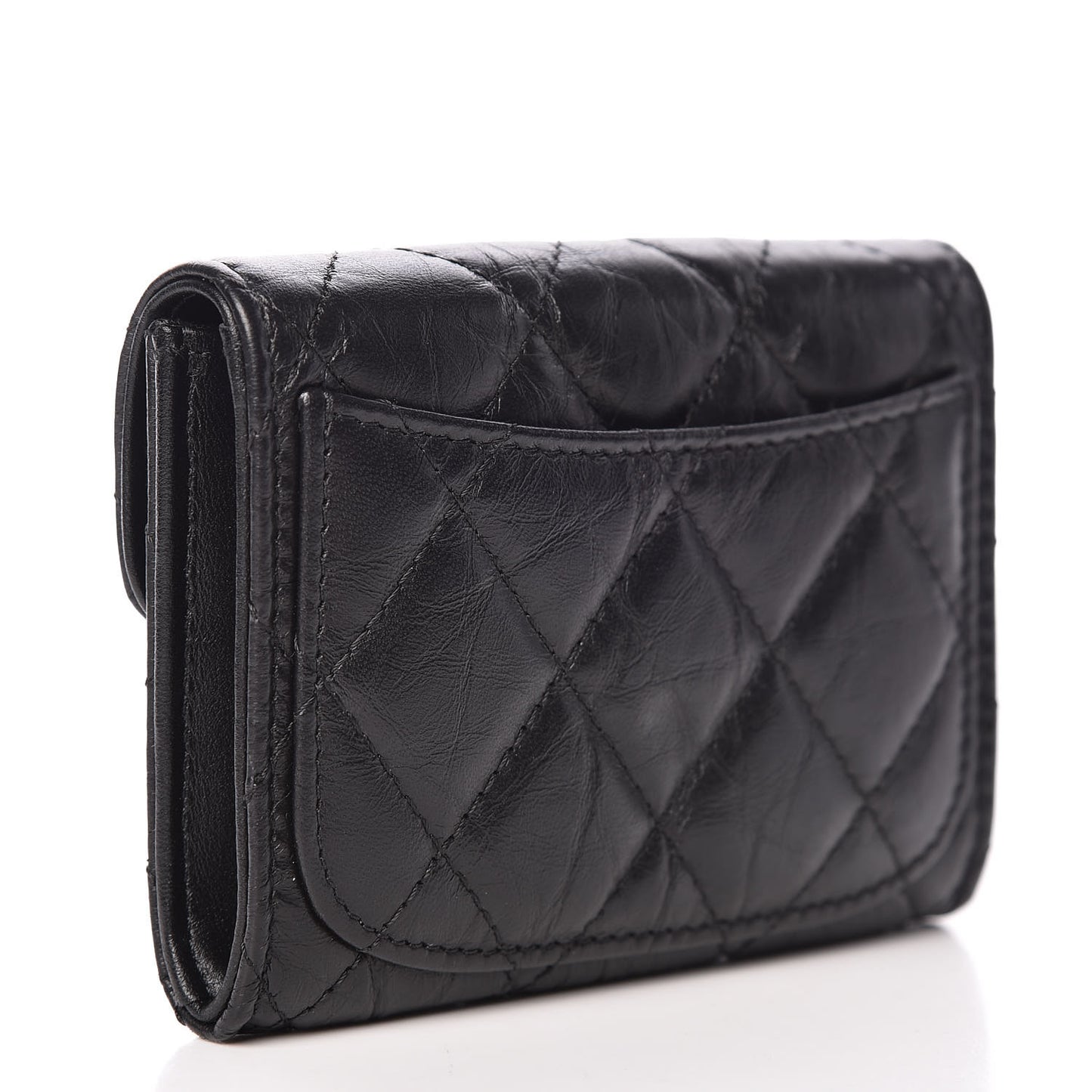 Aged Calfskin Quilted Reissue Flap Card Holder Wallet So Black