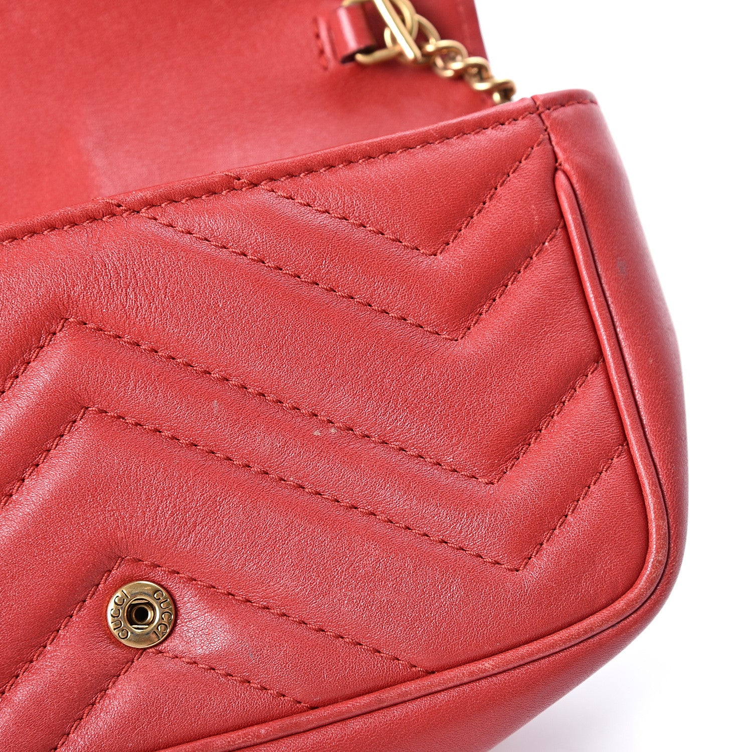 Gucci Calfskin Matelasse Super Mini GG Marmont Shoulder Bag Hibiscus Red 8 of 12