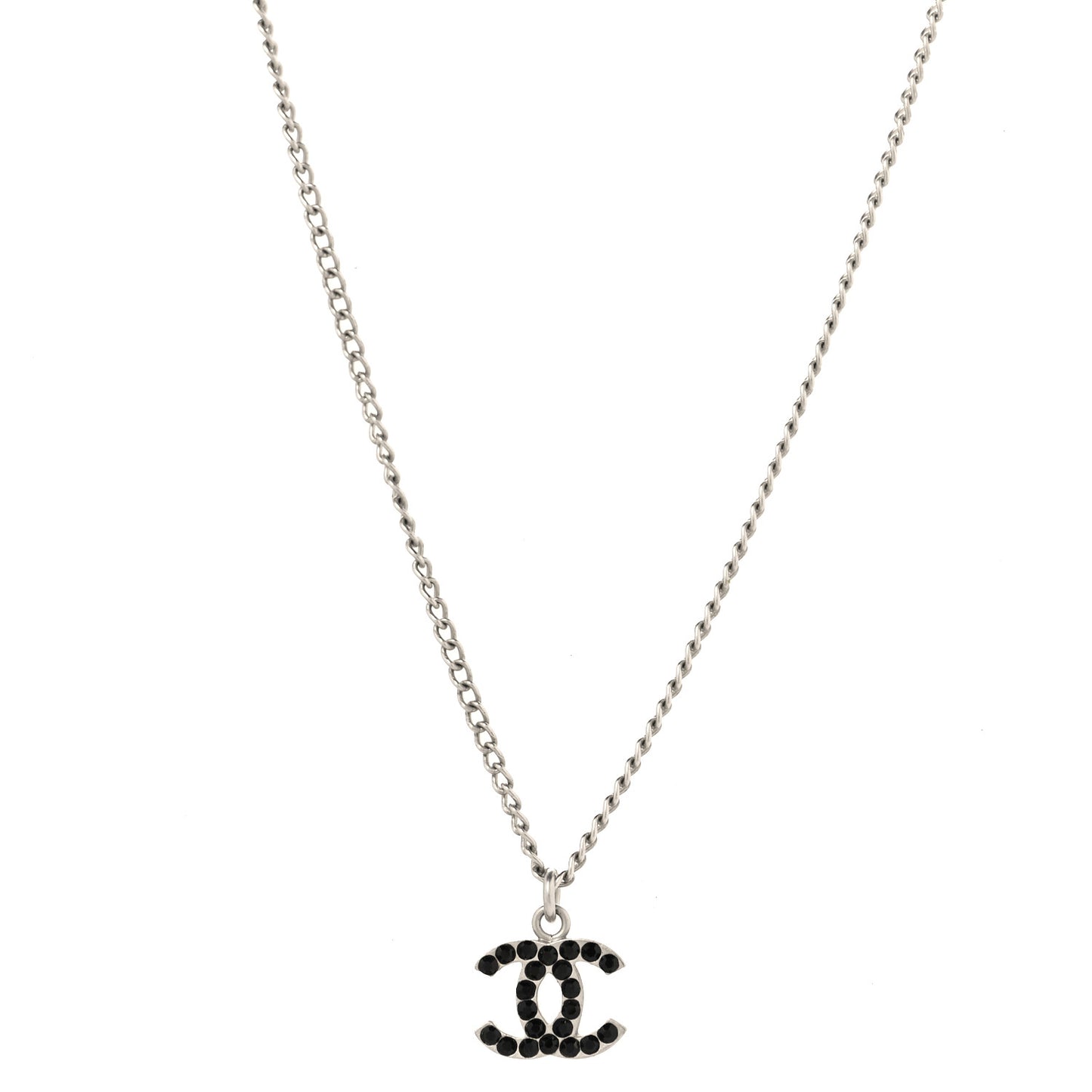 Crystal CC Necklace Silver Black