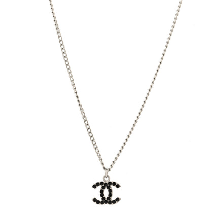 Chanel Crystal CC Necklace Silver Black 1 of 4