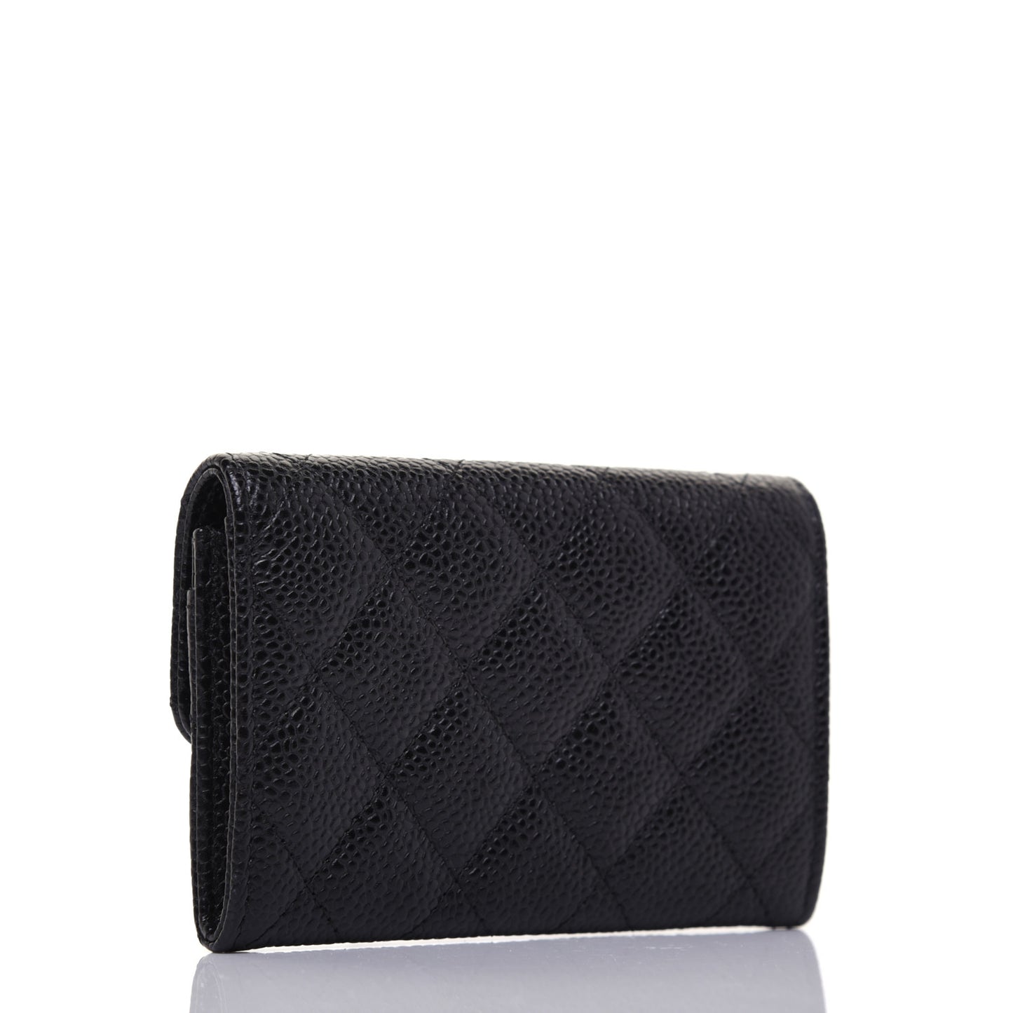 Caviar Quilted Flap Card Holder Black