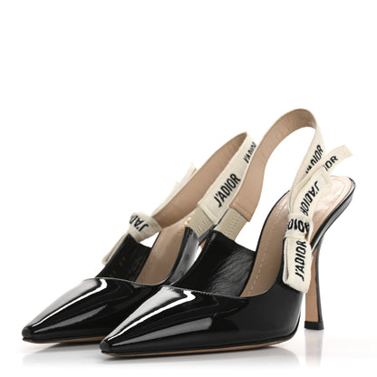 Christian Dior Patent Ribbon J'Adior Slingback 100mm Pumps 37 Black 4 of 11