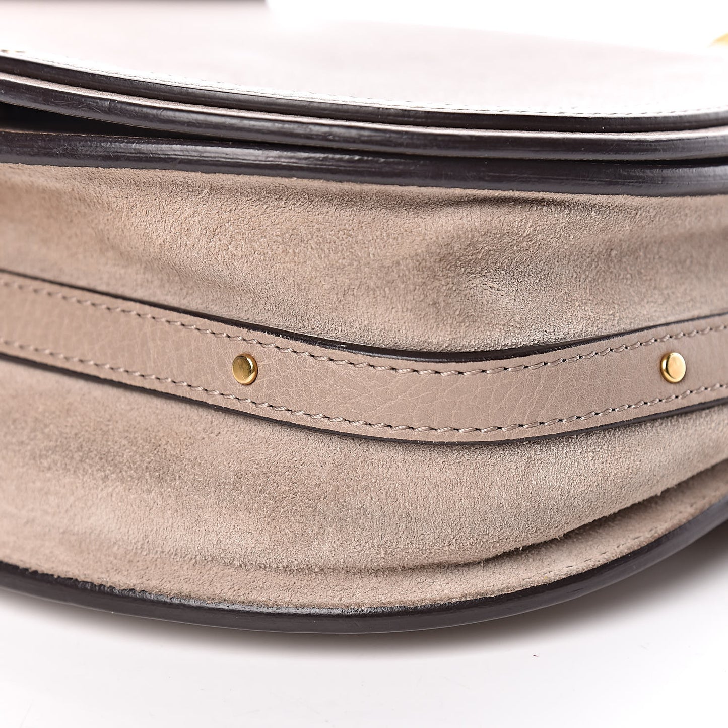 Calfskin Suede Medium Nile Bracelet Bag Motty Grey