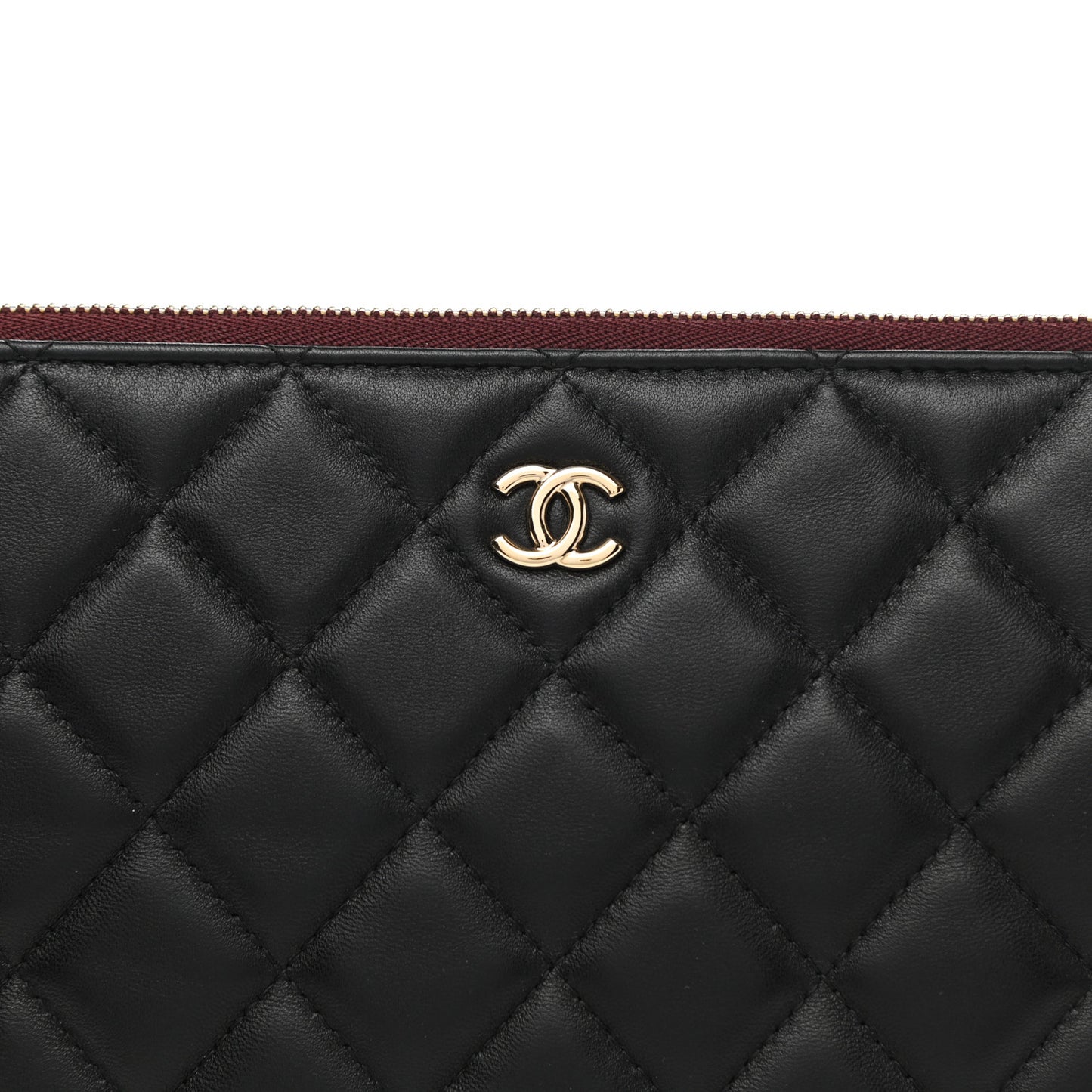 Lambskin Quilted Medium Cosmetic Case Black
