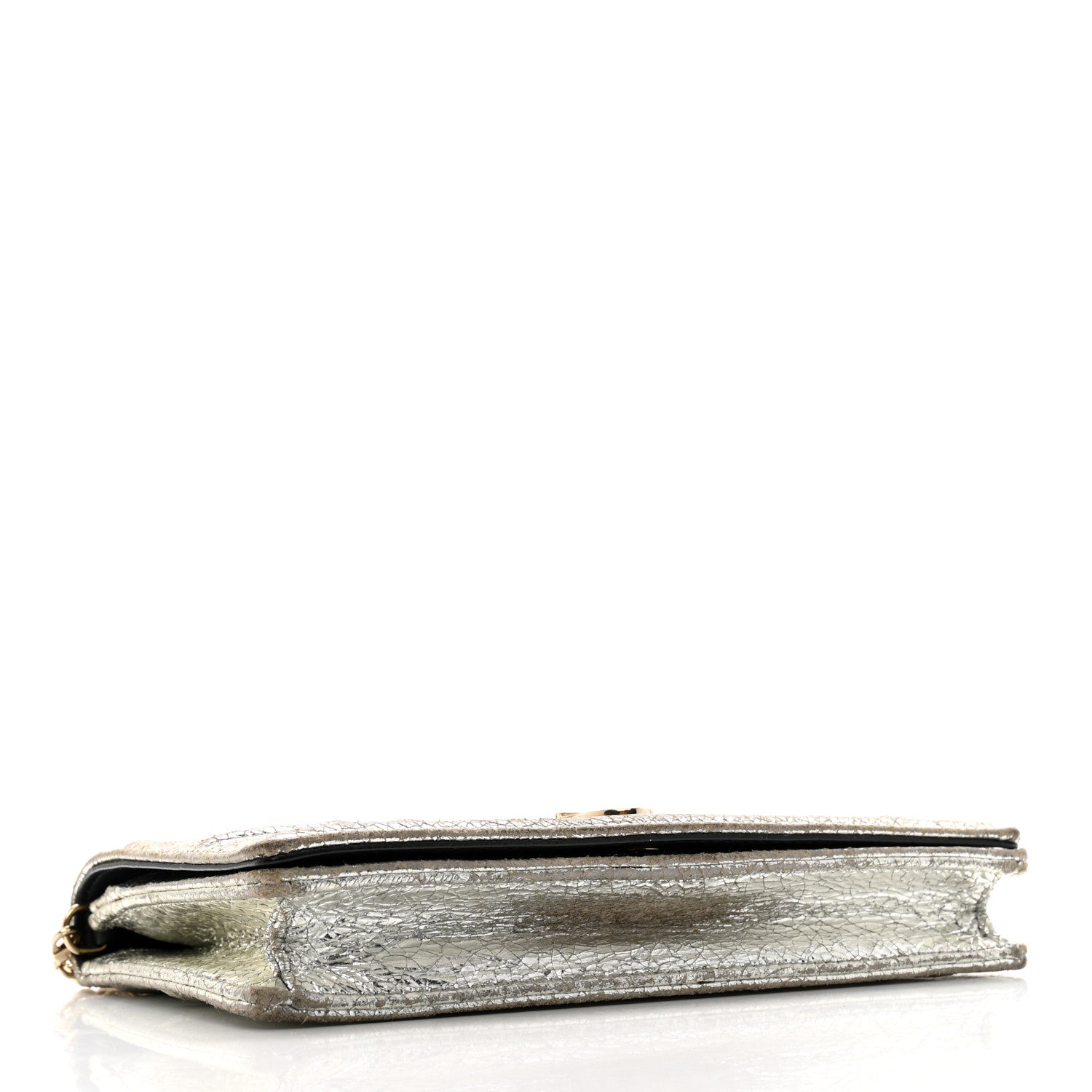 Christian Dior Metallic Ceramic Effect Deerskin Diorama Wallet on Chain Pouch Silver 4 of 12