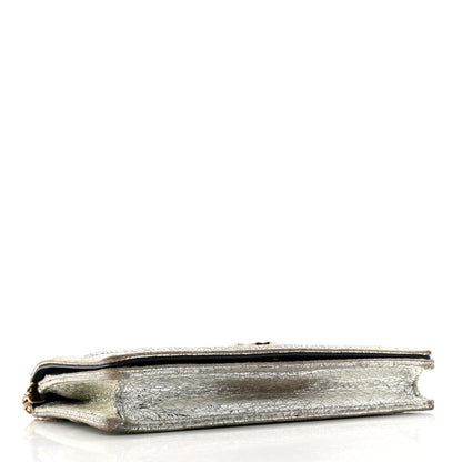 Christian Dior Metallic Ceramic Effect Deerskin Diorama Wallet on Chain Pouch Silver 4 of 12
