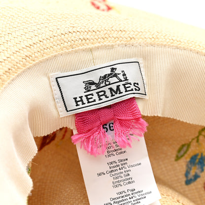 Hermes Straw Englantine Hat 56 Naturel Amazone Pop 8 of 10