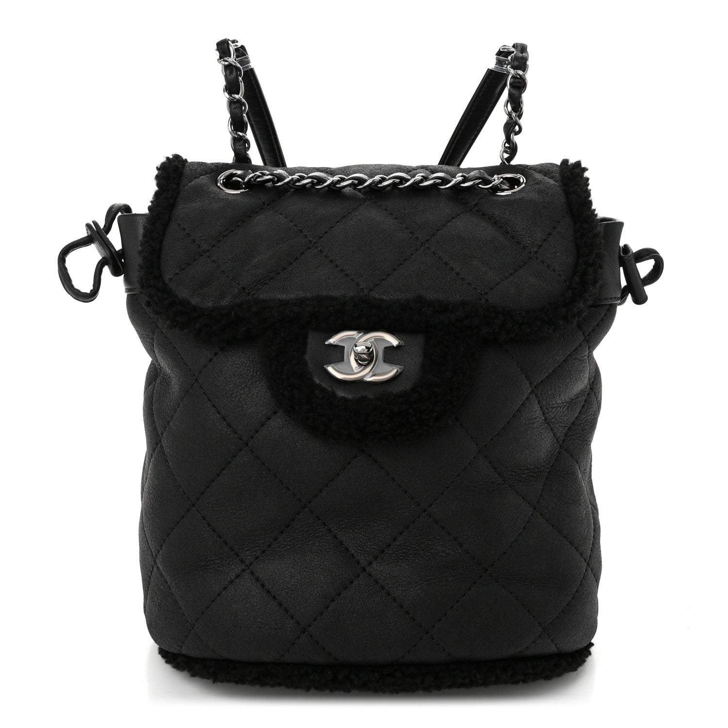 Chanel Lambskin Shearling Coco Neige Backpack Black 1 of 10