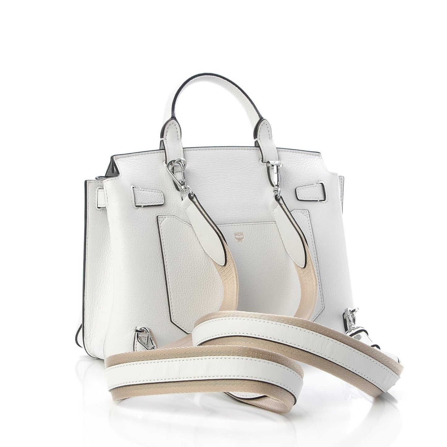 Grained Calfskin Medium Milla Convertible Backpack White Flake