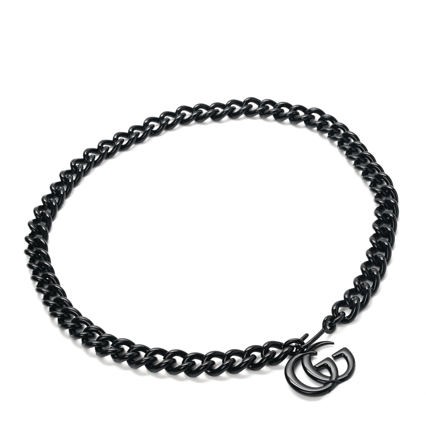 Varnished Metal GG Marmont Chain Belt Black