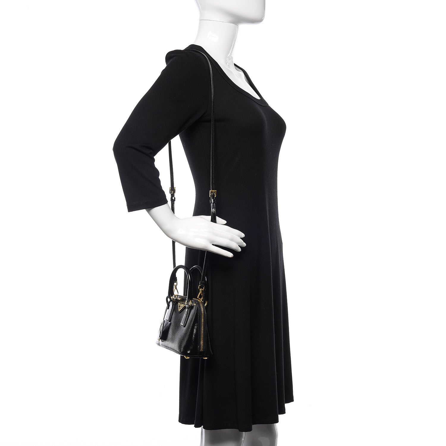 Prada Saffiano Vernice Mini Promenade Tote Black 2 of 9