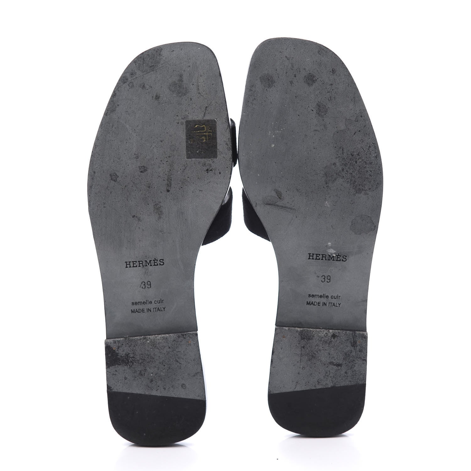 Hermes Suede Goatskin Oran Sandals 39 Black 6 of 10