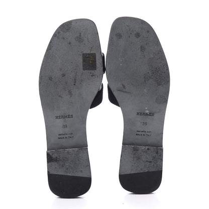 Hermes Suede Goatskin Oran Sandals 39 Black 6 of 10