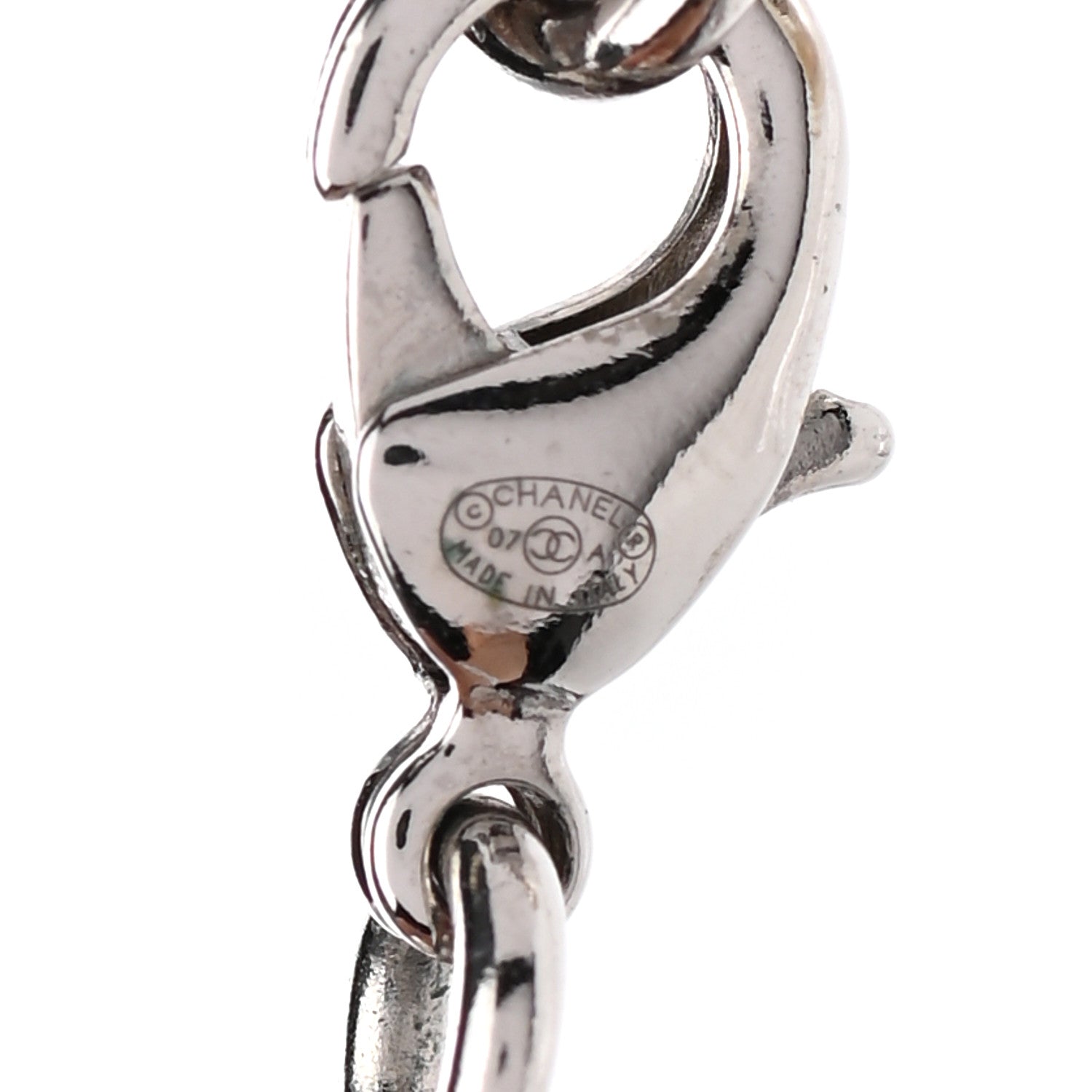 Chanel Graduated Pearl Crystal CC Long Necklace Silver 6 of 9