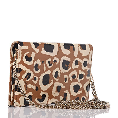 Gucci Patent Leopard Print Betty Chain Wallet Tobacco Black 3 of 10