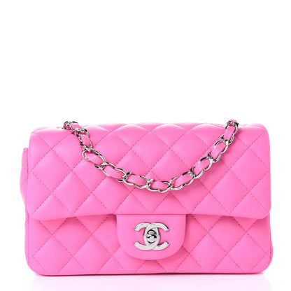 Chanel Lambskin Quilted Mini Rectangular Flap Neon Pink 1 of 10