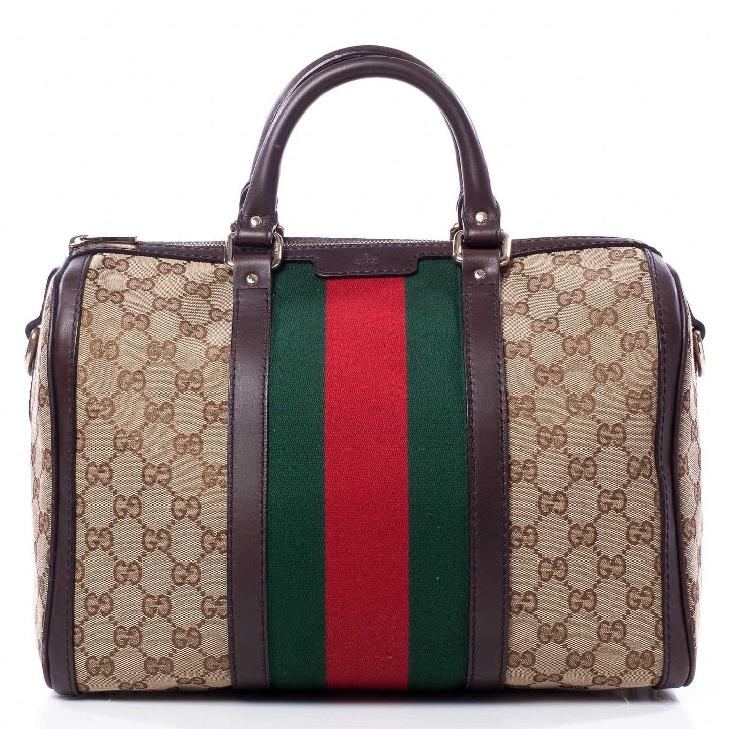 Monogram Selleria Calfskin Vintage Web Medium Boston Beige Ebony Cocoa