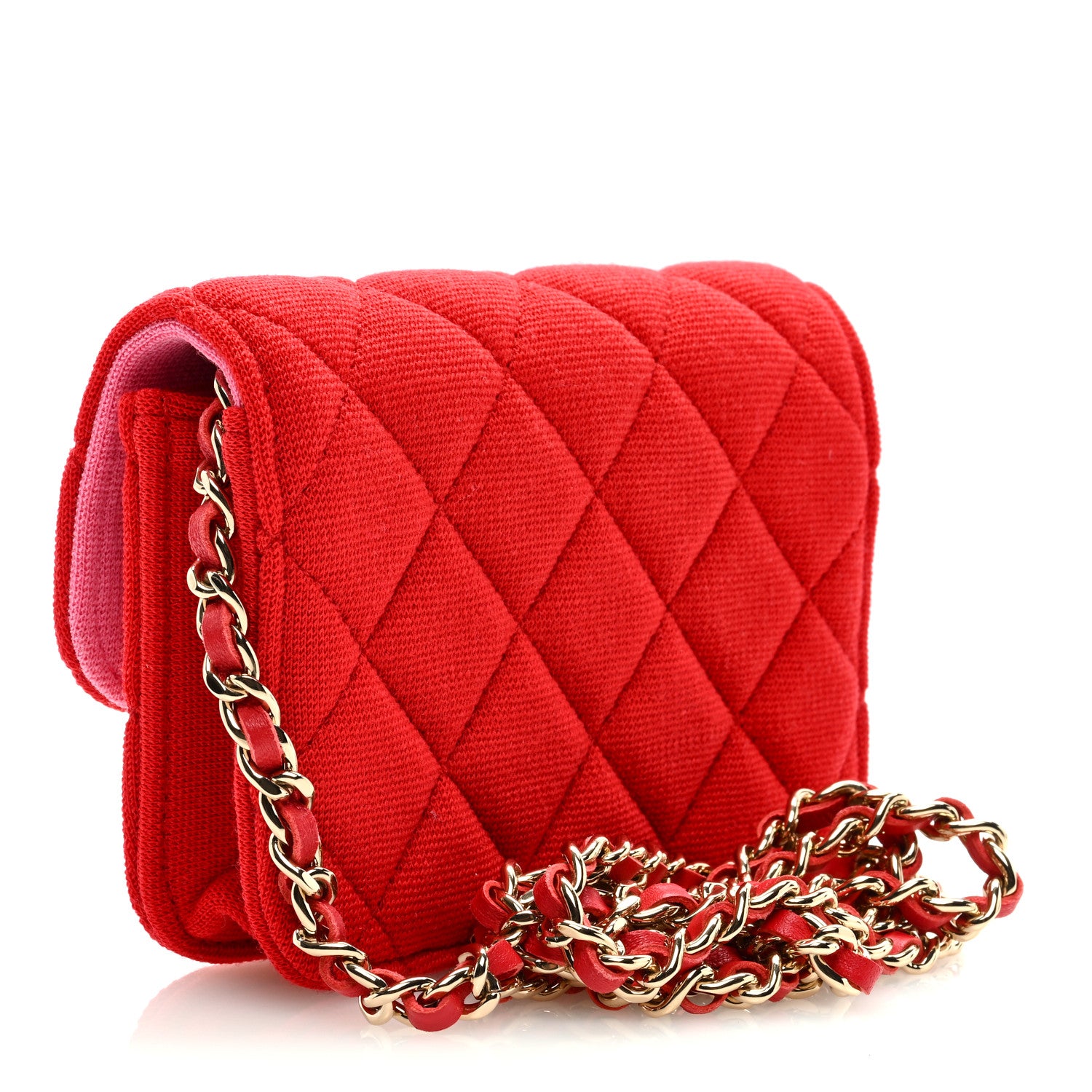 Chanel Jersey Quilted Micro Mini Flap Red 3 of 10