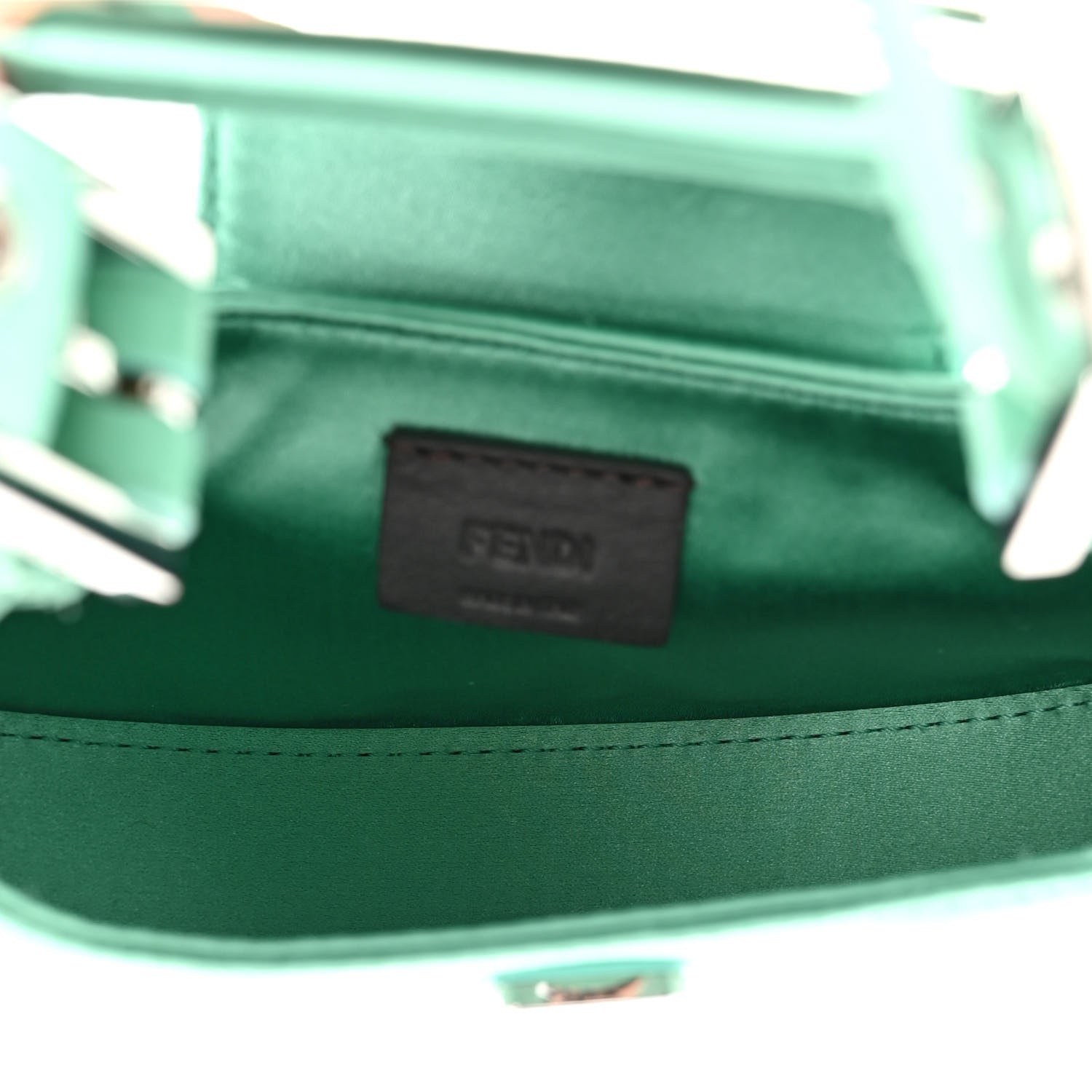Fendi Silk Satin Mini Cookie Hobo Bag Spring Turquoise 5 of 10