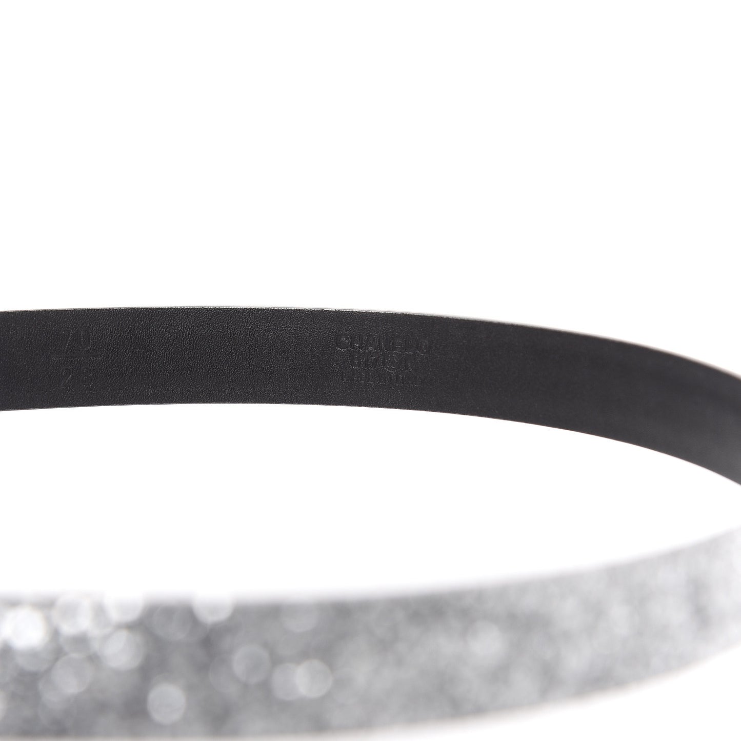 Glitter Calfskin CC Logo Skinny Belt 70 28 Silver