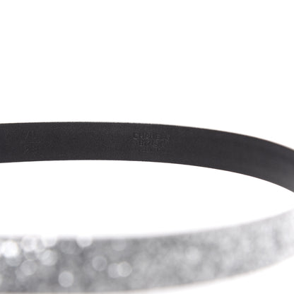 Chanel Glitter Calfskin CC Logo Skinny Belt 70 28 Silver 6 of 7