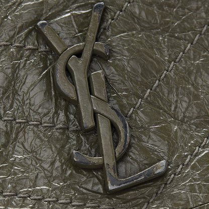 Saint Laurent Crinkled Calfskin Matelasse Monogram Niki Chain Wallet Khaki Militaire 10 of 12