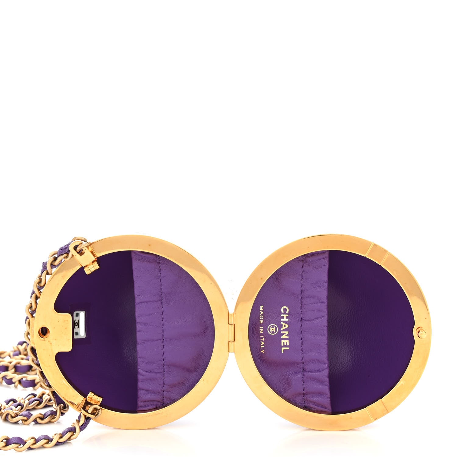Chanel Lambskin CC Minaudiere Sphere Chain Clutch Purple 5 of 10