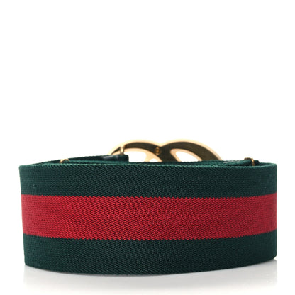 Gucci Web Elastic Plexiglass GG Marmont Belt 85 34 Red Green 2 of 3