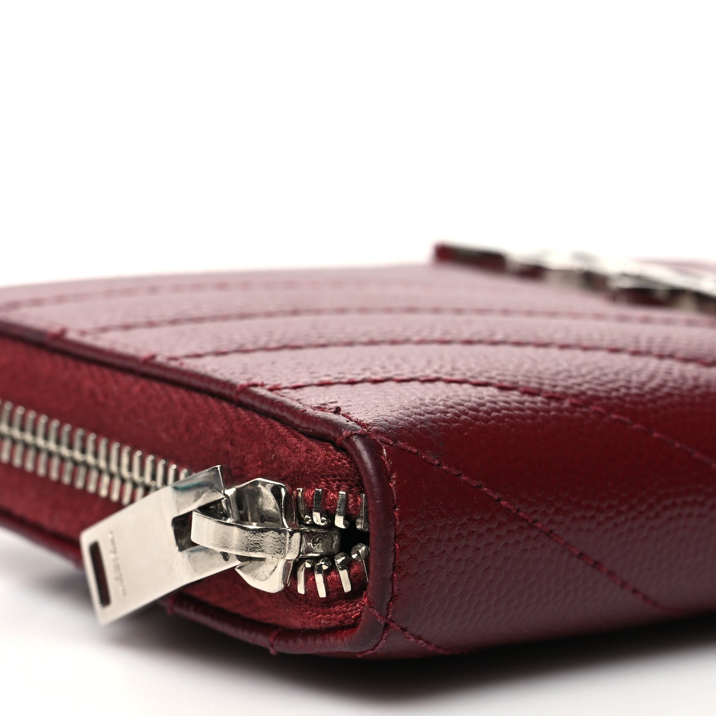 Grain De Poudre Matelasse Chevron Monogram Zip Around Wallet Palissandre
