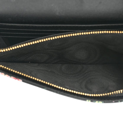 Christian Dior Calfskin Petites Fleurs Print Caro Pouch With Chain Black Multicolor 5 of 12