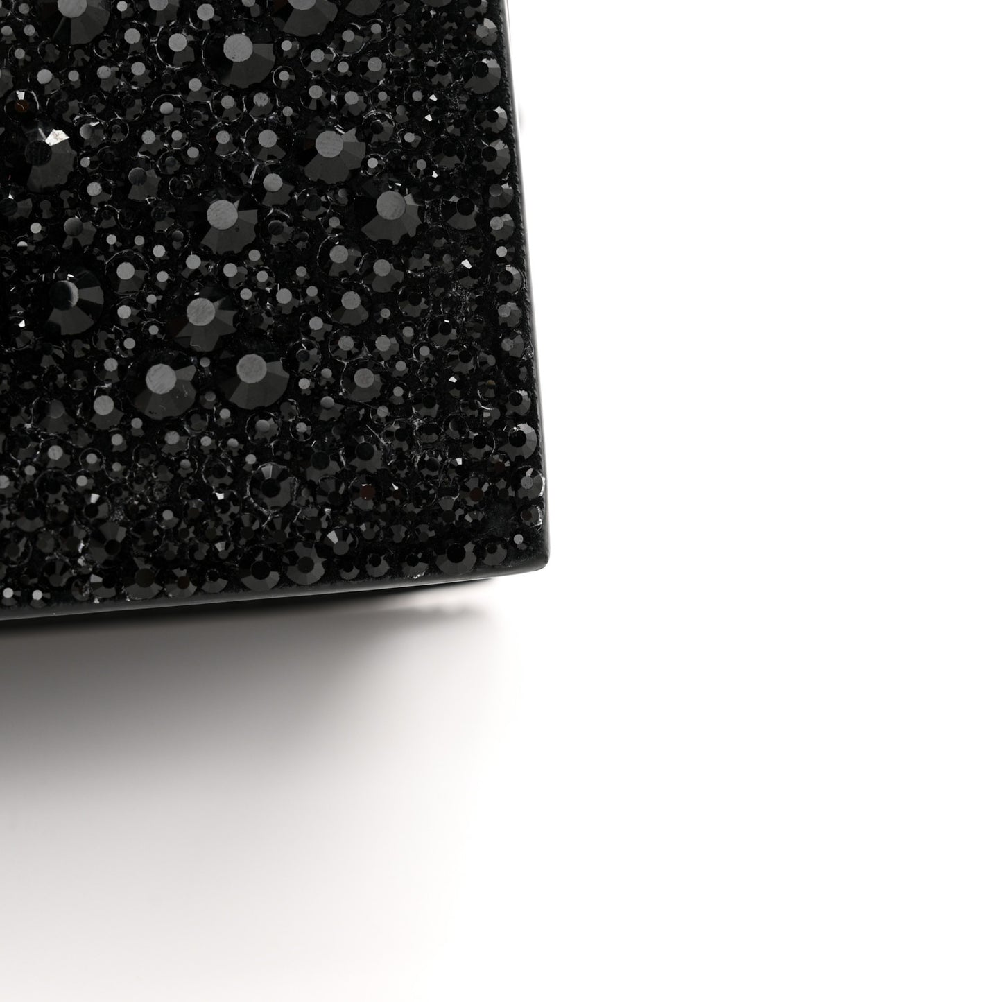 Calfskin Crystal Chain Clutch Black