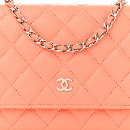 Chanel Caviar Quilted Wallet on Chain WOC Coral 9 of 13