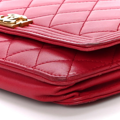 Chanel Lambskin Quilted Boy Wallet On Chain WOC Red 11 of 27