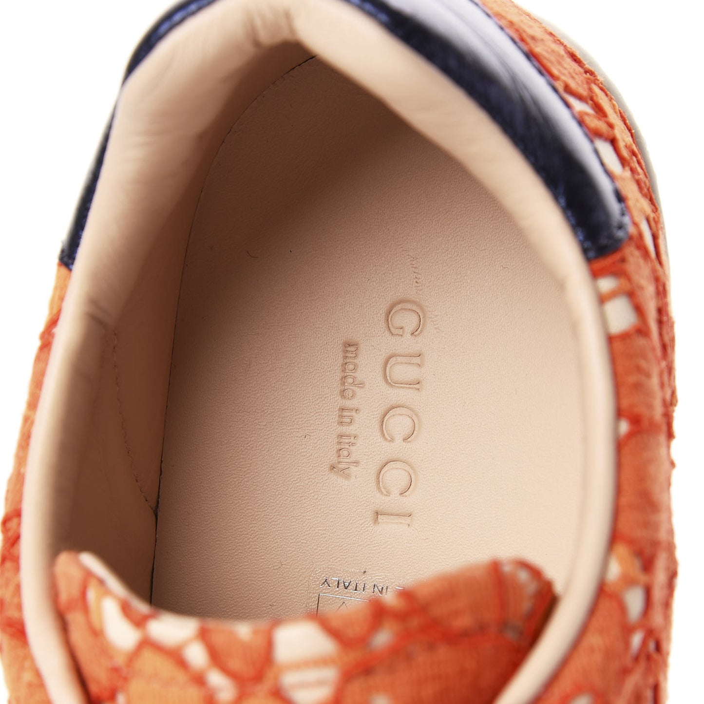 Lace Crystal Sylvie Web Flower Leaf Womens Ace Sneakers 35.5 Hot Orange Tan Beige