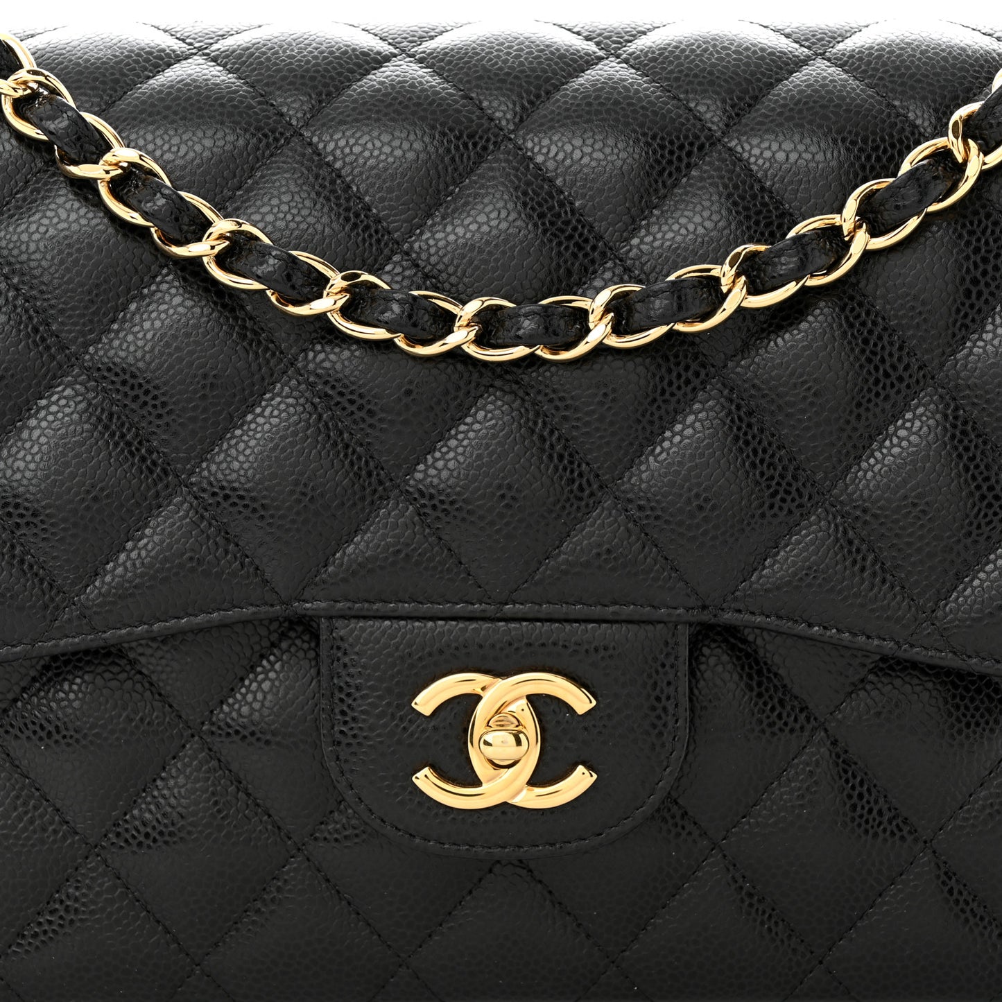 Caviar Quilted Jumbo Double Flap Black