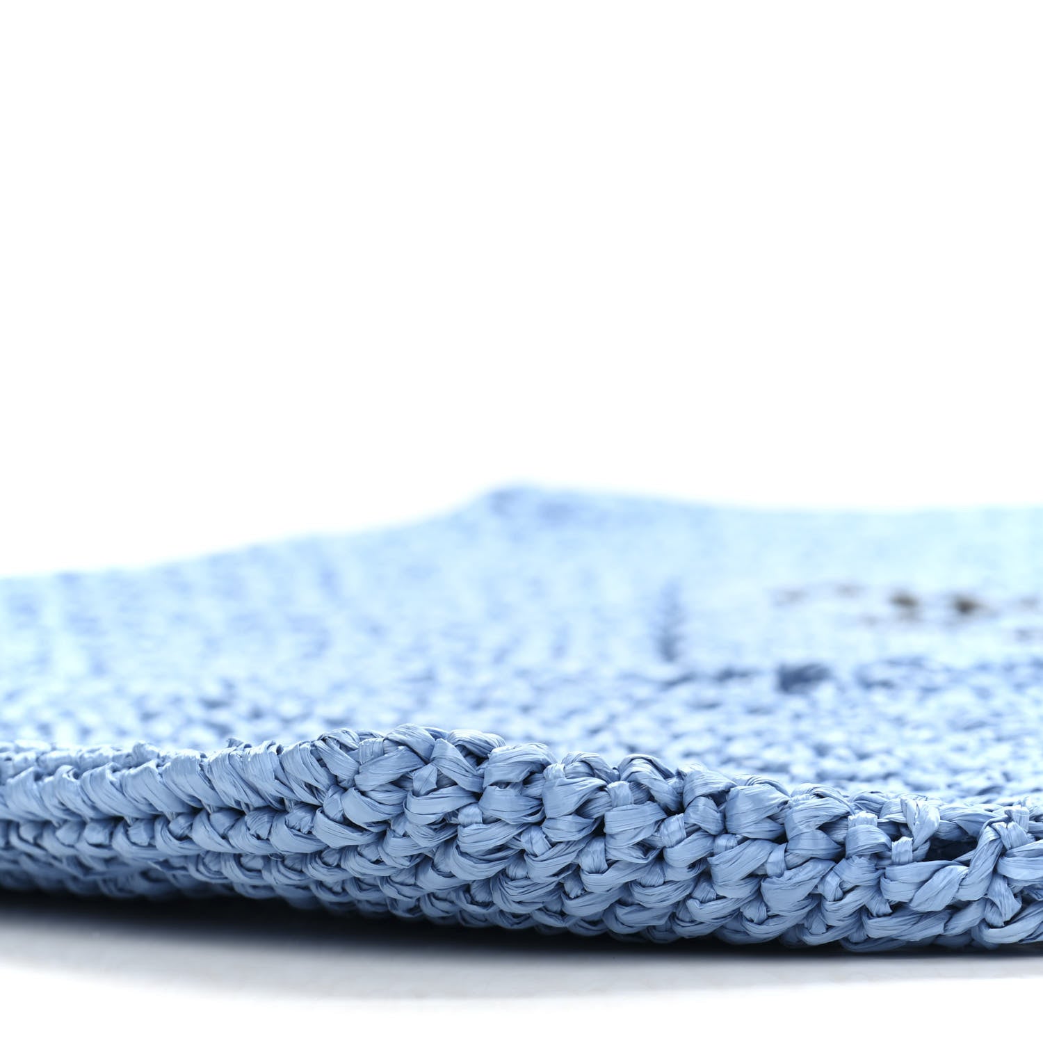 Prada Yarn Raffia Effect Crochet Logo Embroidered Shopping Tote Bag Celeste 9 of 10