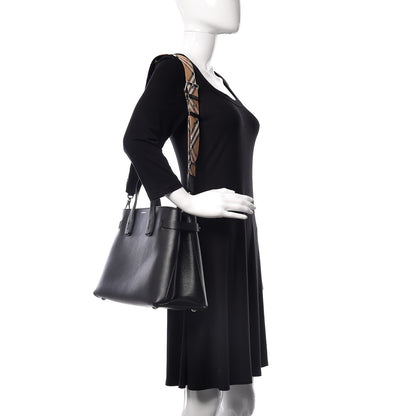 Burberry Derby Calfskin Medium Banner Tote Black 2 of 12