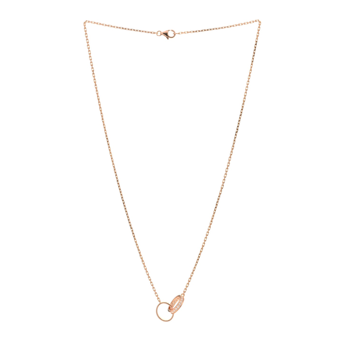 18K Pink Gold Diamond Interlocking LOVE Necklace
