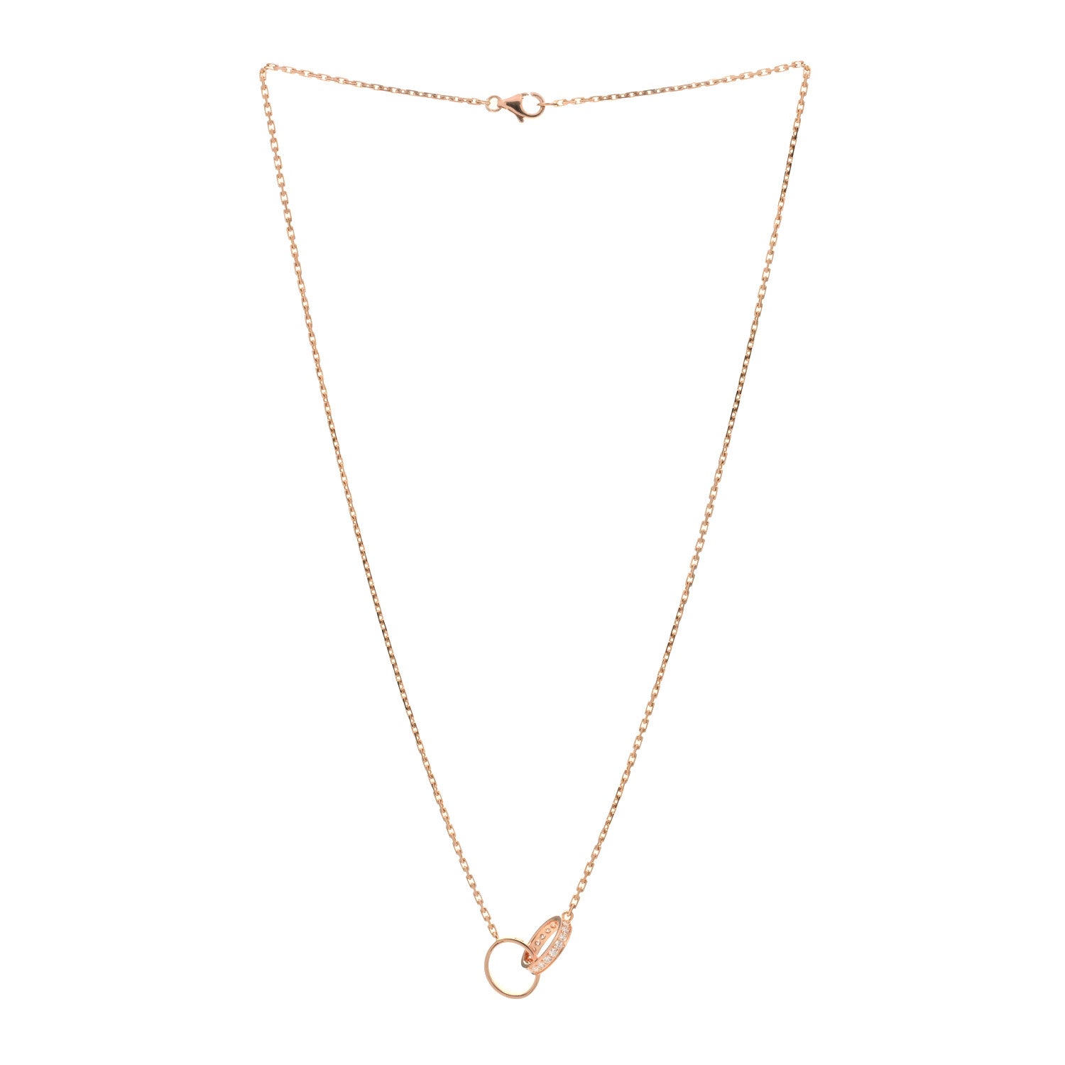 Cartier 18K Pink Gold Diamond Interlocking LOVE Necklace 2 of 3