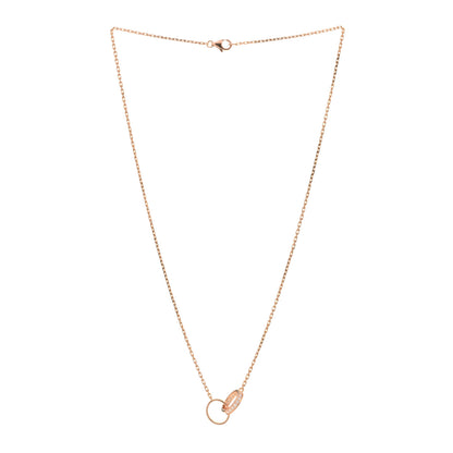 Cartier 18K Pink Gold Diamond Interlocking LOVE Necklace 2 of 3