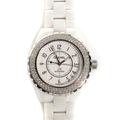 Chanel Stainless Steel Ceramic Diamond Pave Bezel 42mm J12 Automatic Watch White 1 of 6
