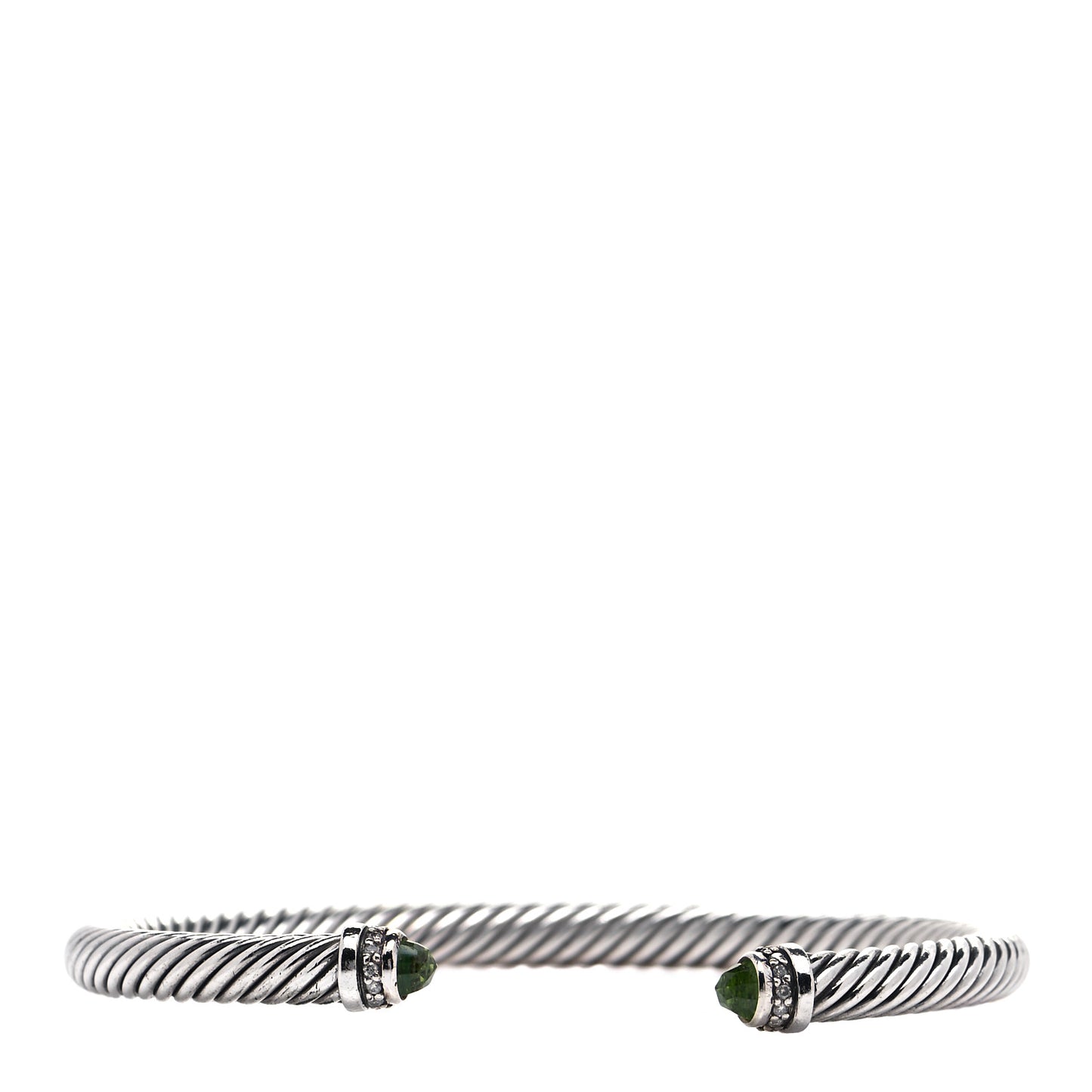 Sterling Silver Diamond Peridot 5mm Cable Classics Bracelet