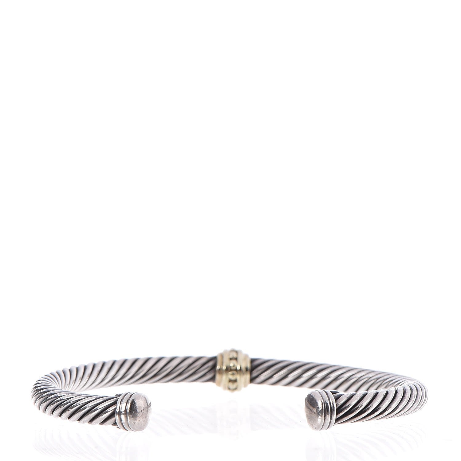 David Yurman Sterling Silver 14K Yellow Gold 5mm Cable Classics Single Station Bracelet 3 of 5
