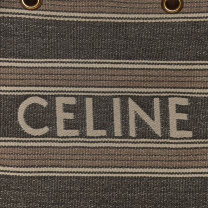 Celine Canvas Calfskin Jacquard Vertical Cabas Grey Brown 7 of 10