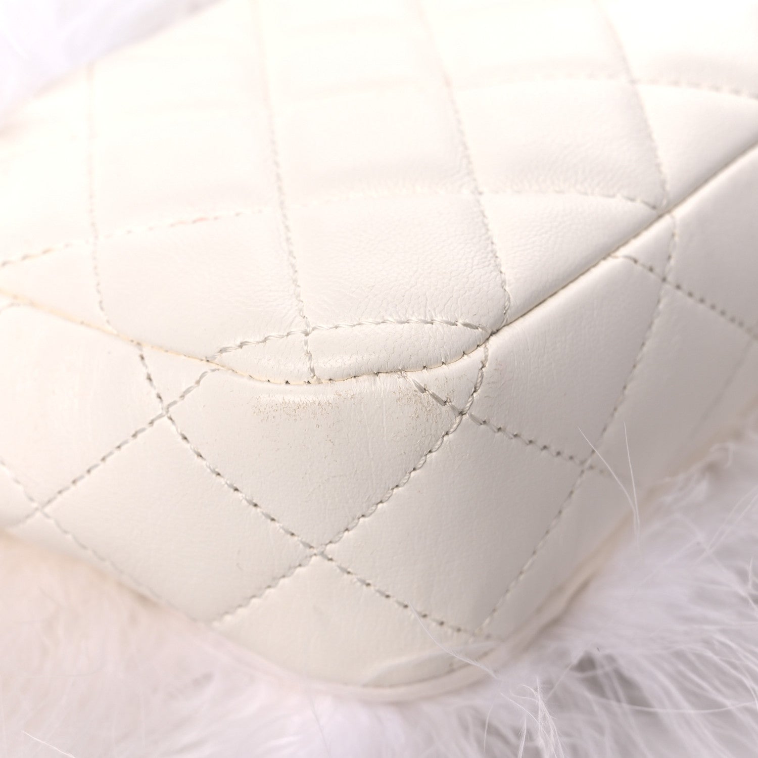 Chanel Feathers Lambskin Quilted Flap White 10 of 14