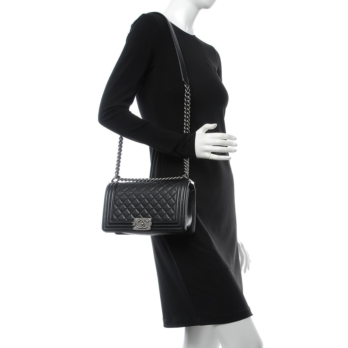 Chanel Caviar Quilted Medium Boy Flap Black 2 of 8